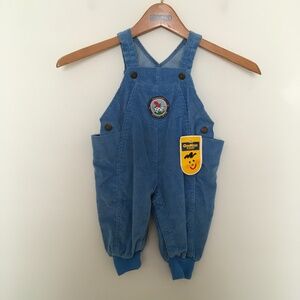 VTG Oshkosh B'Gosh 12 Months Kennel Klub Overalls Blue Corduroy Dogs Made In USA